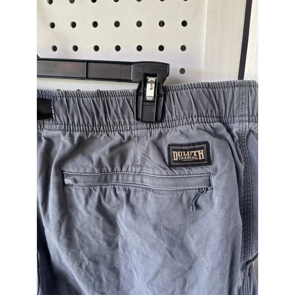 Duluth Trading Men's Shorts XL Standard Fit Blue Chino Belt Elastic Waist Cotton